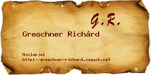 Greschner Richárd névjegykártya